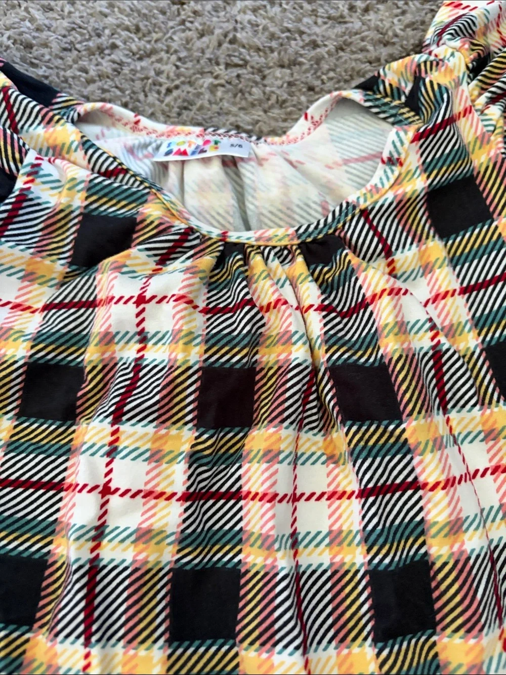 Girls Plaid Nightgown Pajamas - Yellow & Black